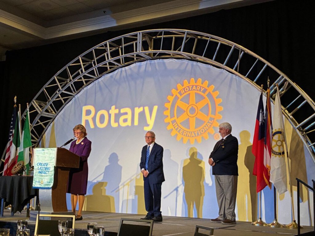 Ohio First Lady Fran DeWine recognizes Ohio's Rotary Clubs for raising $151,000 for Dolly Parton's Imagination Library.